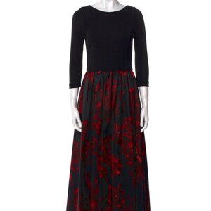 Aidan Mattox floral print black and red gown, size 12